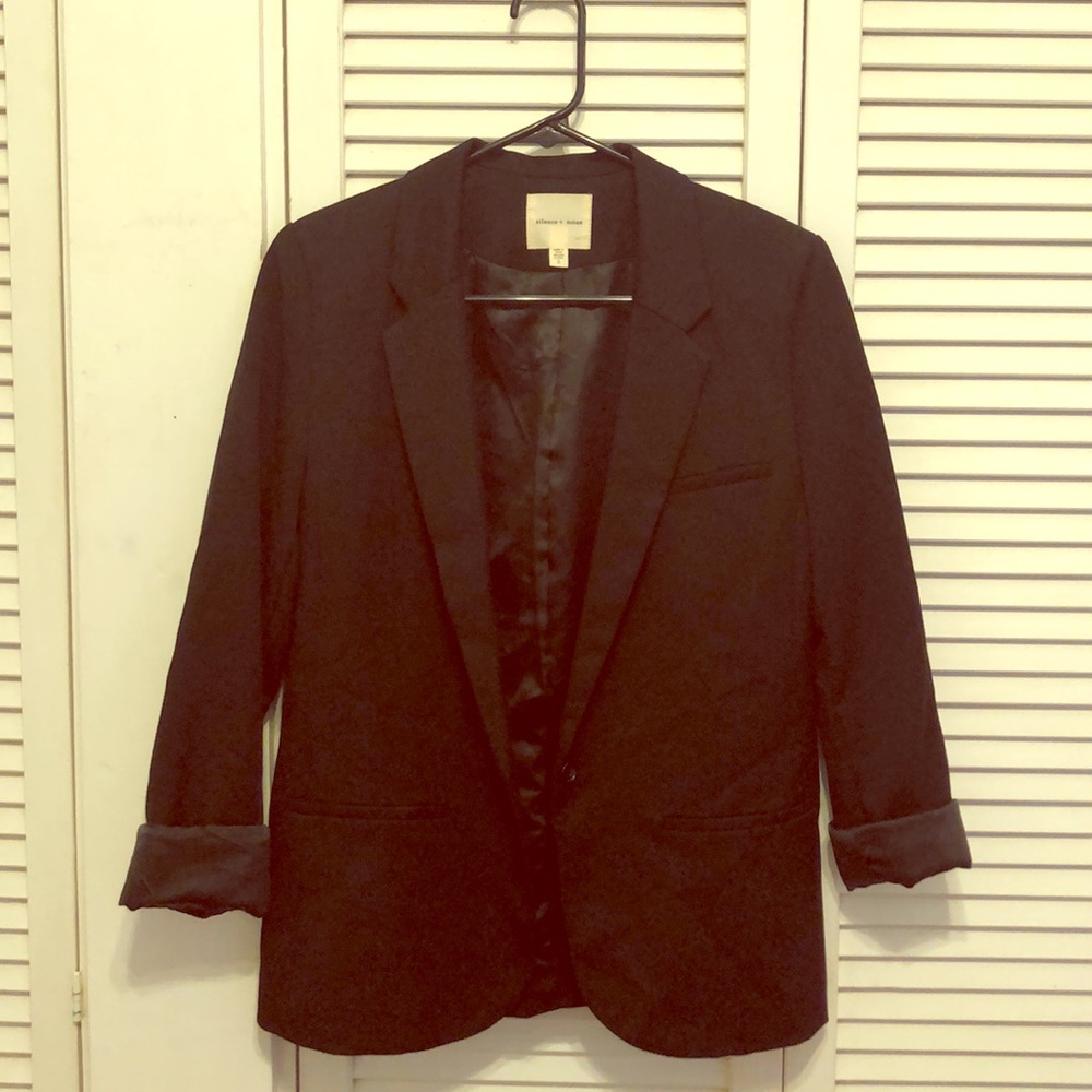 silence + noise black 3/4 sleeve blazer